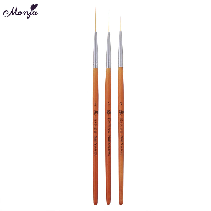 3pcs Nail Art Wooden Handle French Painting Brush Lines