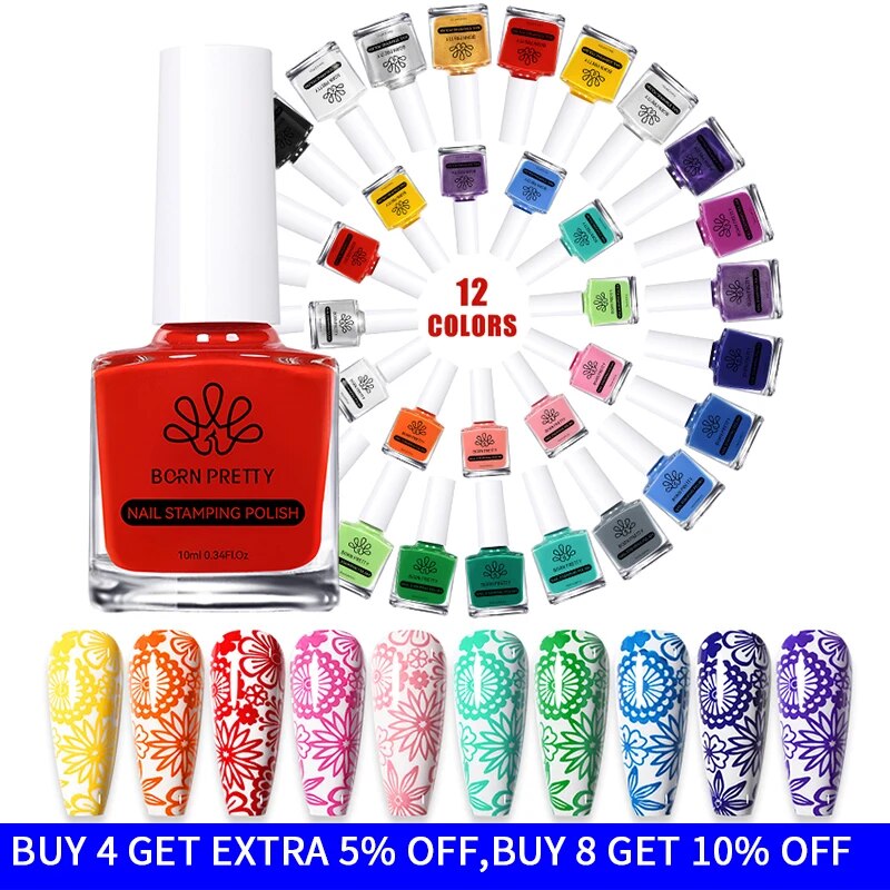 BORN PRETTY 10ml 25 Colors Nail Stamping Regular Polish Nail Art