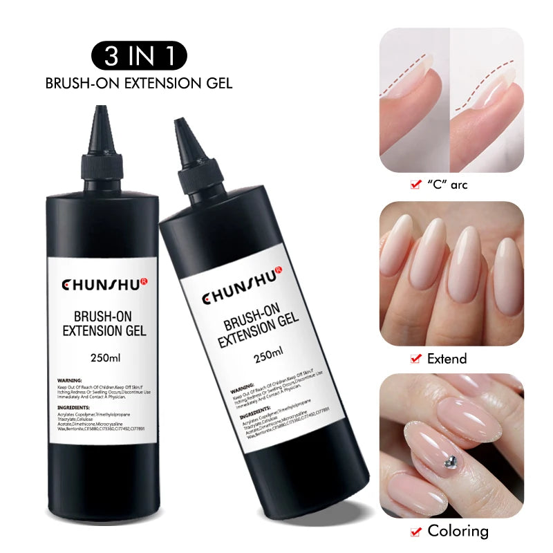 Refill Extension Gel Nail Polish 250ML Brush On Builder Nail Hard Gel