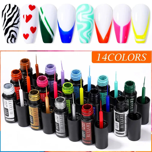 Pack 5ml Line Polish Gel Kit Nail Art Design For UV/LED Nails Drawing