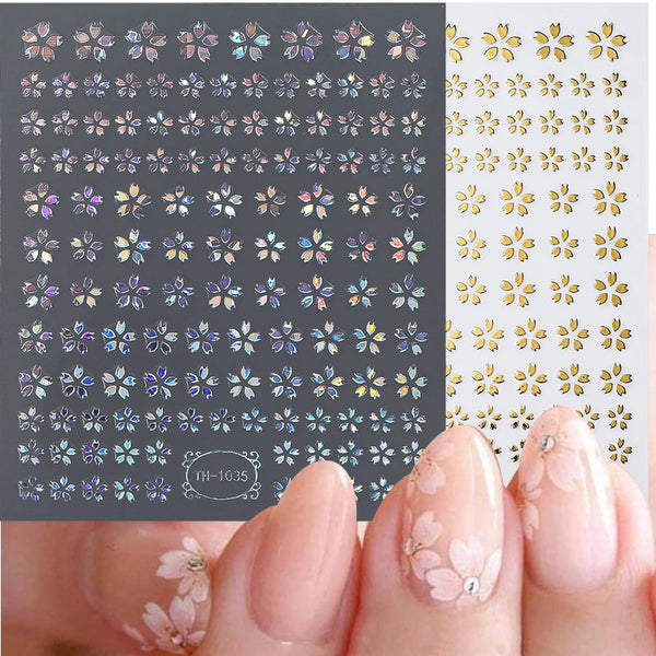 3D Laser Flower Nail Sticker Aurora Decals