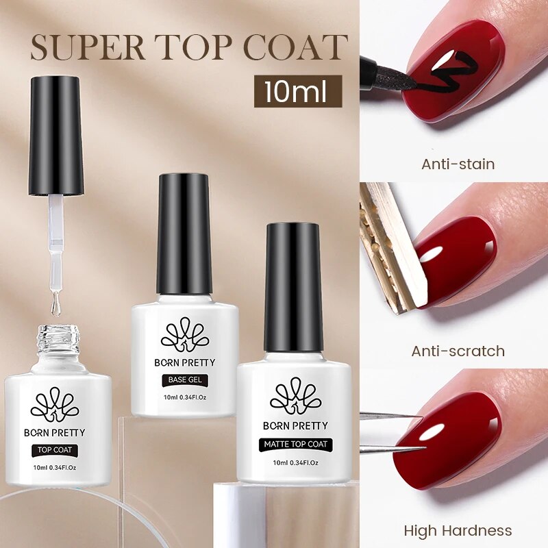 BORN PRETTY 10ml Base Gel Top Coat UV Gel Nail Polish Nail Art Manicure