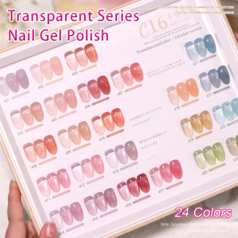 24 Colors/Set Glitter Broken Diamond Gel Nail Polish UV