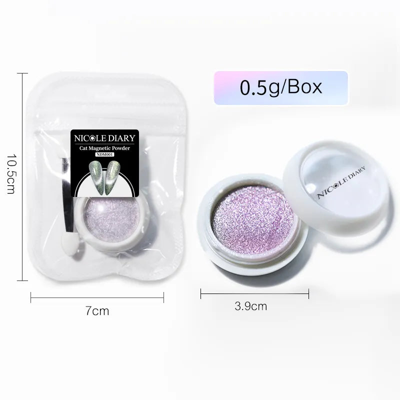 Aurora Laser Cat Magnetic Nail Powder Blue Purple Glitter Pearl Pigment