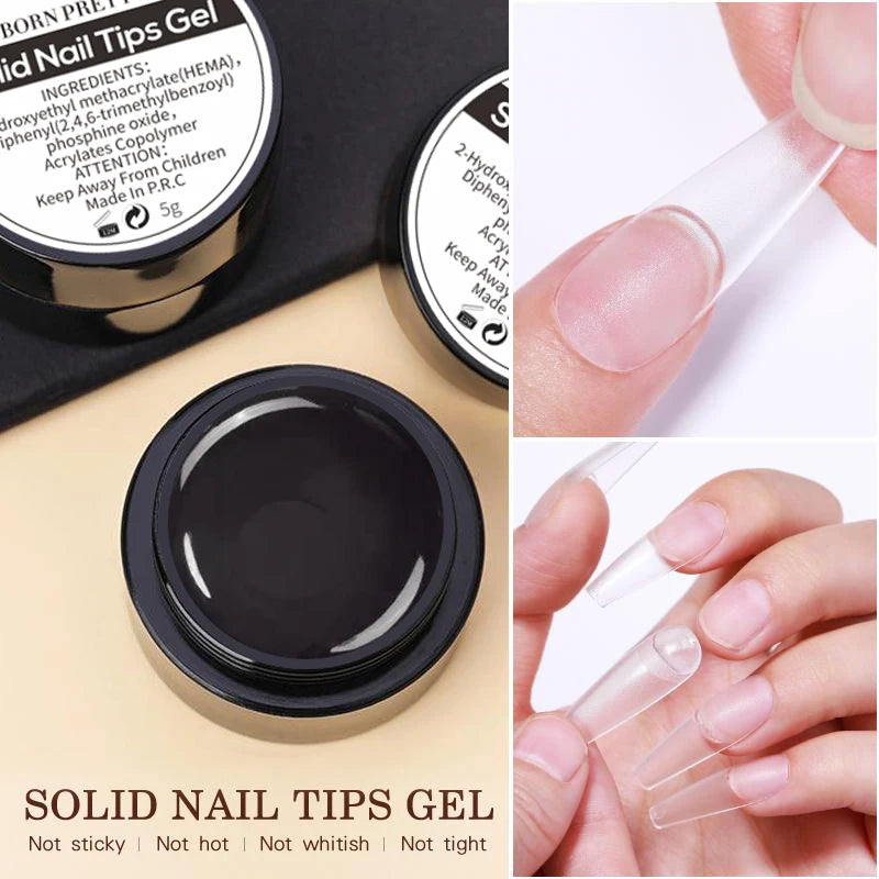 BORN PRETTY Solid Nail Tips Gel 5g Transparent UV LED