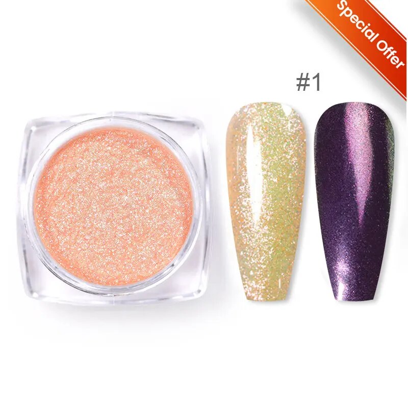 1 Box Pearl Shell Nail Glitter Powder Aurora Nails Ice Transparent Art Pigment Chrome Glitters