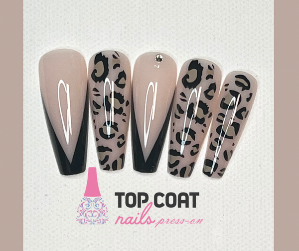 1Box Black Cheddar Print Nail Tips 24Pcs with application kit, Press On Nails Coffin Wears Nail Tip