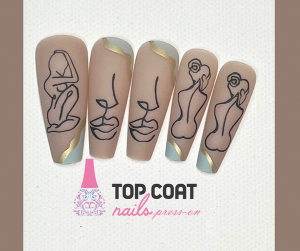 1Box Body Figures Design Nail Tips 24Pcs with application kit, Press On Nails Long Coffin Wears Nail Tip