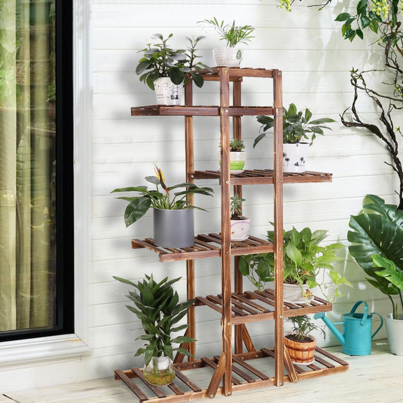 6 Tier Wooden Plant Stand Flower Stand for Pot Rack Bonsai Display