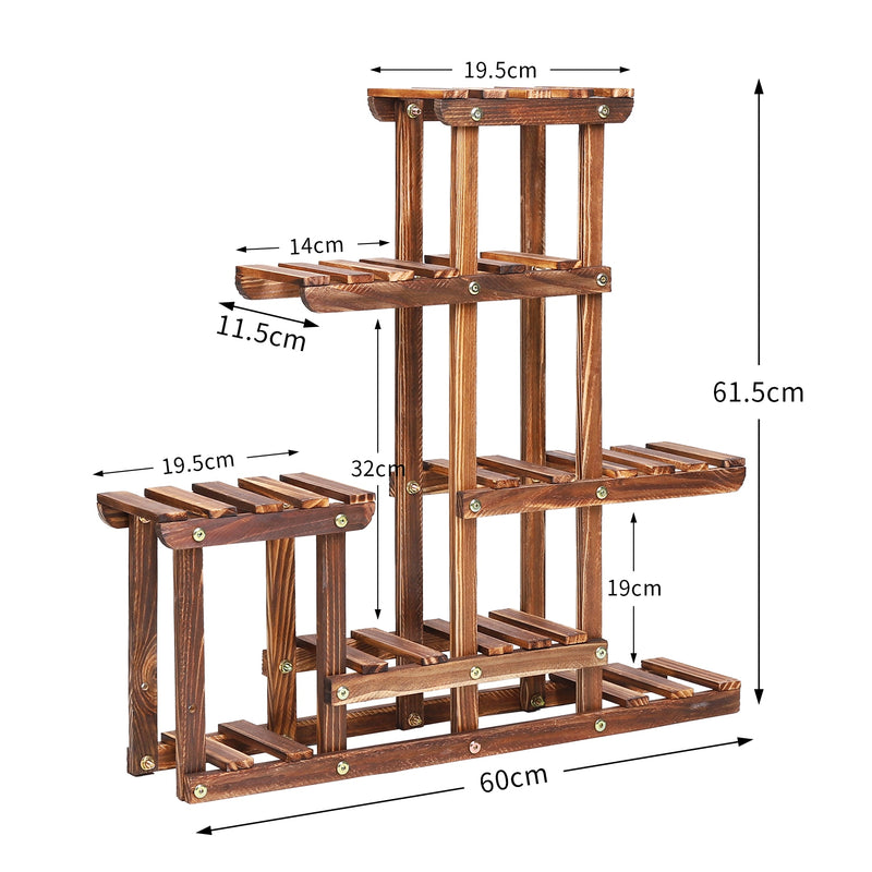 Plant Stand Pine Wood  Planter Display Rack Potted Flower Shelf Indoor & Outdoor