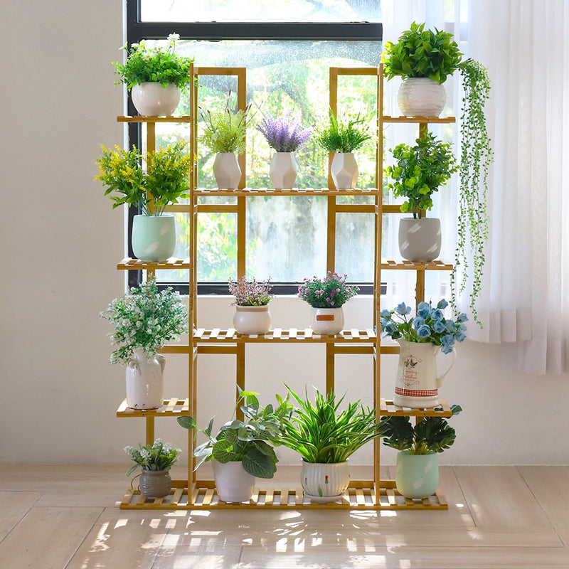 17 Potted Plant Stand Rack Shelf Indoor Outdoor Display Bamboo Material