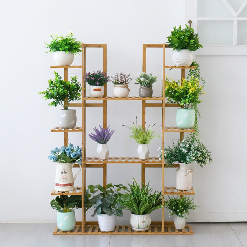 17 Potted Plant Stand Rack Shelf Indoor Outdoor Display Bamboo Material