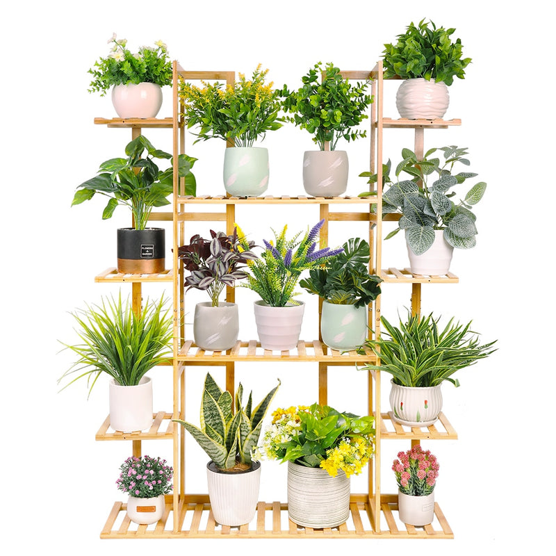 17 Potted Plant Stand Rack Shelf Indoor Outdoor Display Bamboo Material