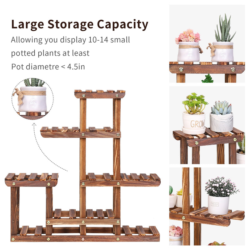 Plant Stand Pine Wood  Planter Display Rack Potted Flower Shelf Indoor & Outdoor