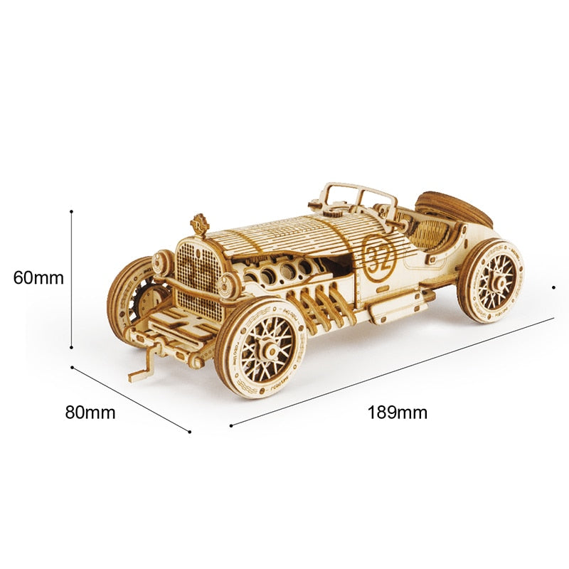 Robotime Wooden Mechanical Train 3D  Puzzle Car Toy Assembly Model