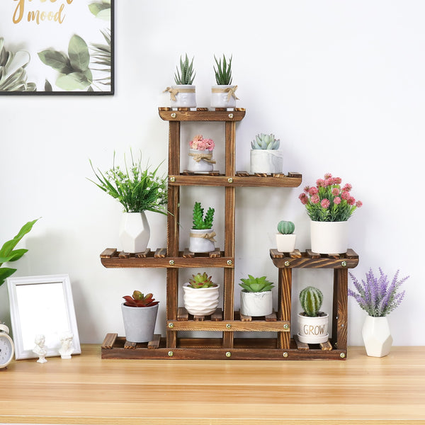 Plant Stand Pine Wood  Planter Display Rack Potted Flower Shelf Indoor & Outdoor