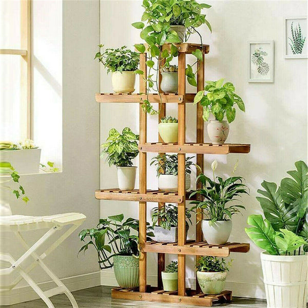 6 Tier Wooden Plant Stand Flower Stand for Pot Rack Bonsai Display