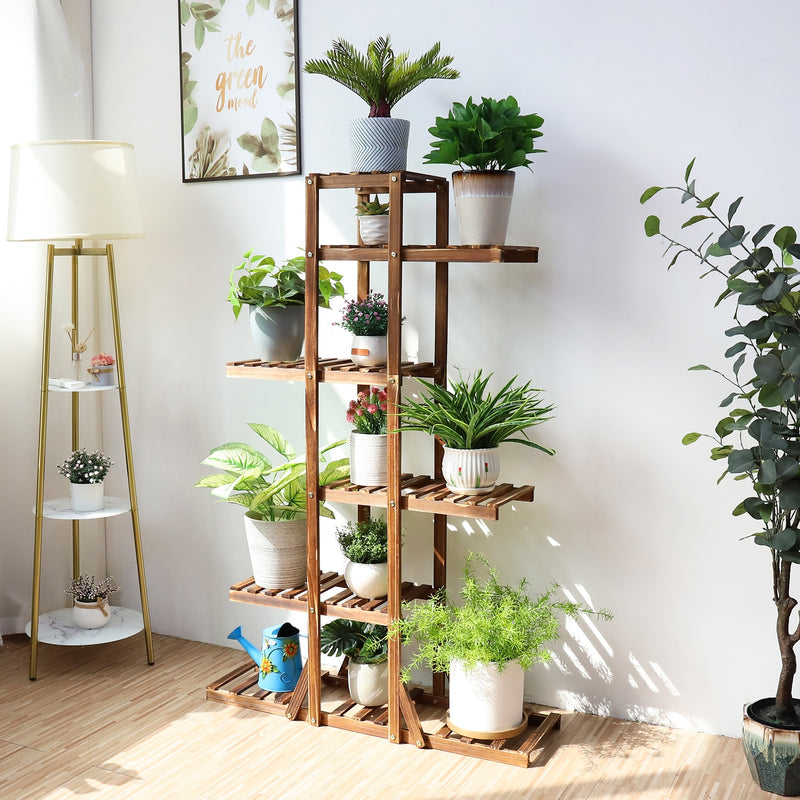 6-stöckiger Pflanzenständer aus Holz, Blumenständer für Topfregal, Bonsai-Ausstellung