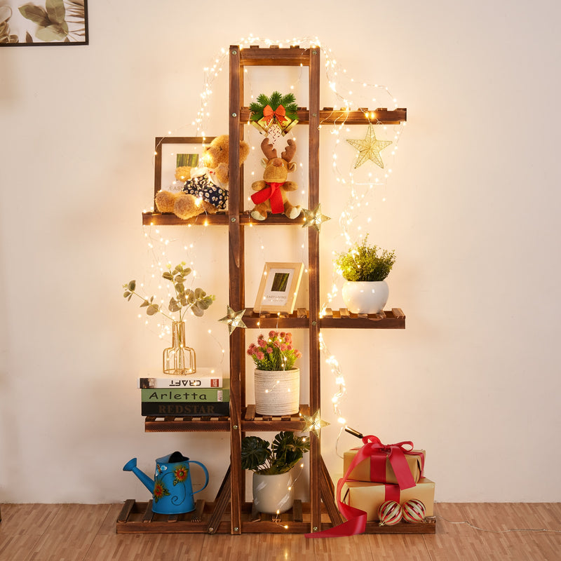 6-stöckiger Pflanzenständer aus Holz, Blumenständer für Topfregal, Bonsai-Ausstellung