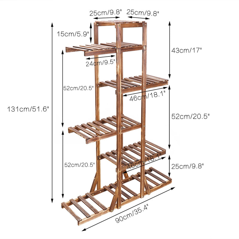 6 Tier Wooden Plant Stand Flower Stand for Pot Rack Bonsai Display