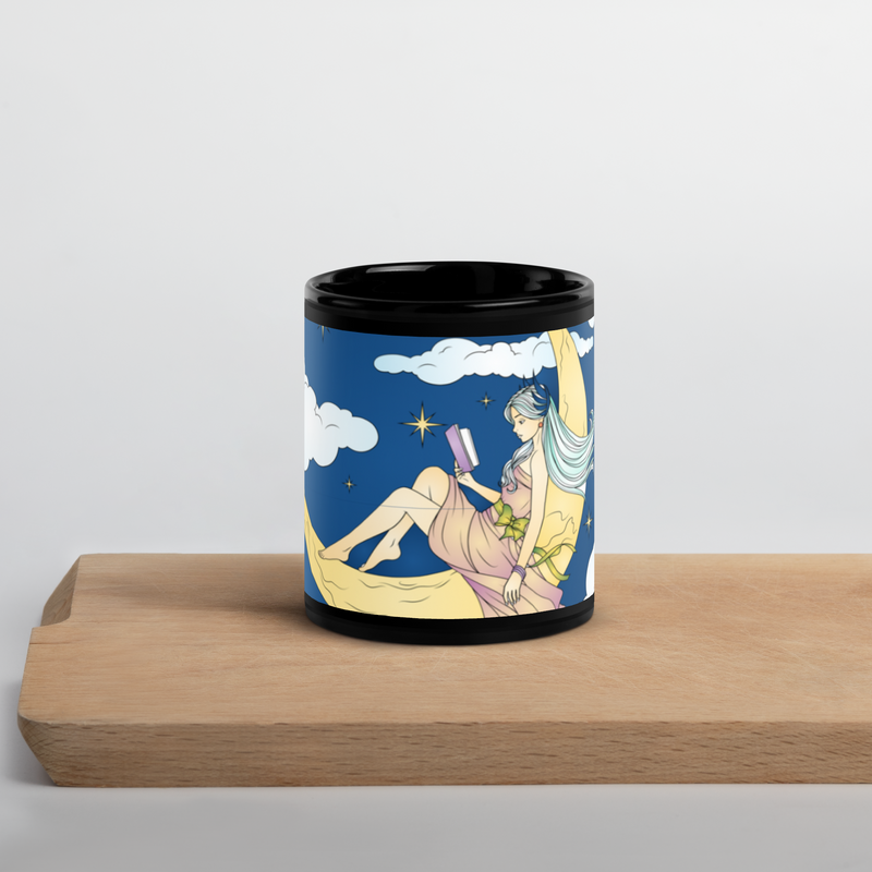 Moon Goddess Black Glossy Mug