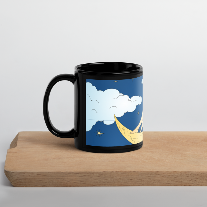 Moon Goddess Black Glossy Mug