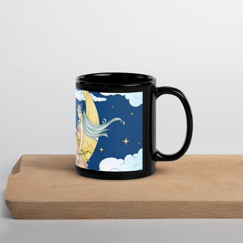 Moon Goddess Black Glossy Mug