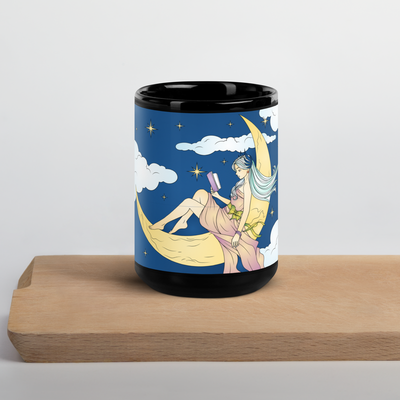 Moon Goddess Black Glossy Mug