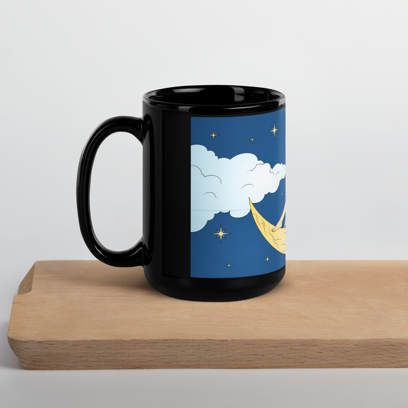 Moon Goddess Black Glossy Mug