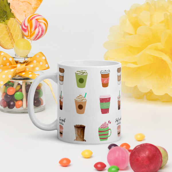 Love Coffee White glossy mug