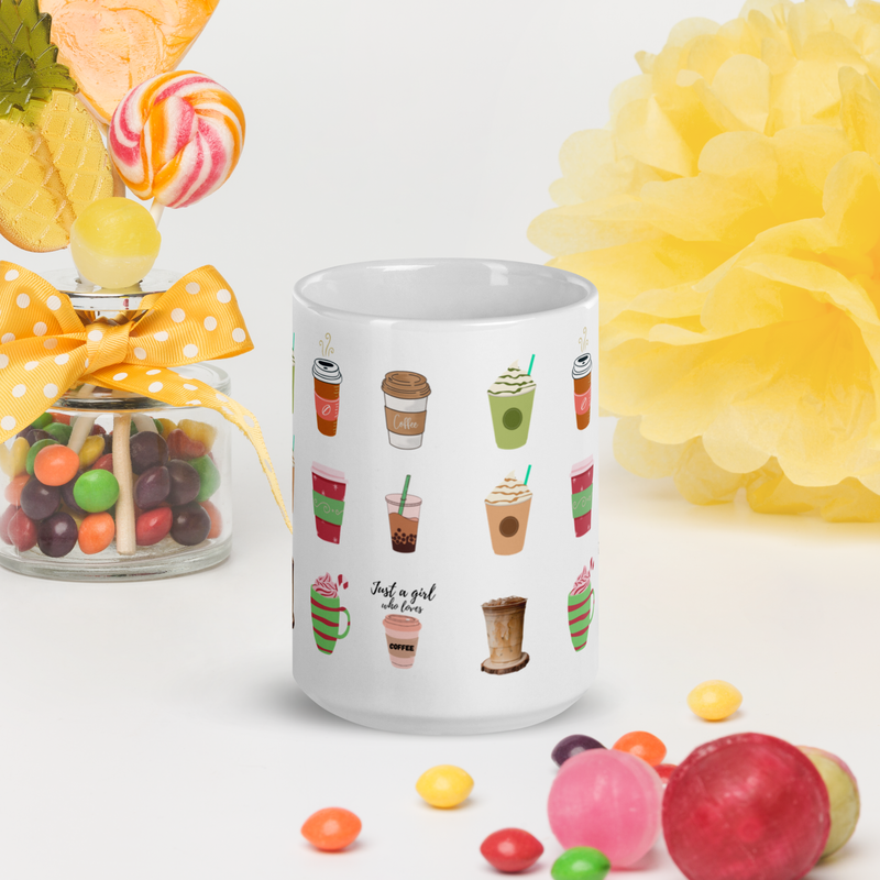 Love Coffee White glossy mug