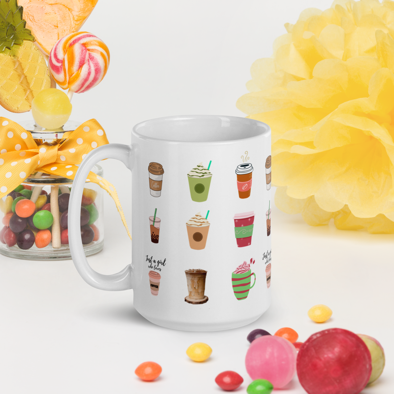 Love Coffee White glossy mug