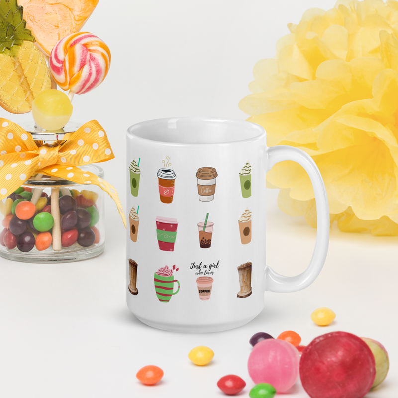 Love Coffee White glossy mug